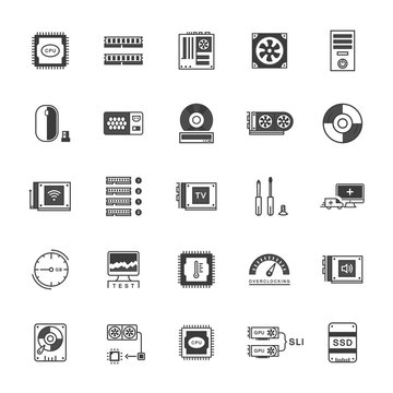 Set Vector Icons Upgrading Computer