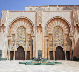 The facade of the mosque of Hassan II in Casablanca