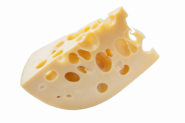 Emmental cheese isolated on white background