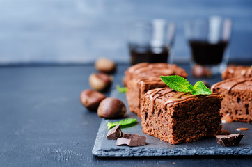 chestnut brownies with chocolate icing