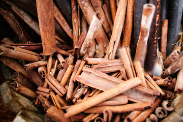 Cinnamon sticks at arabian market at Egypt