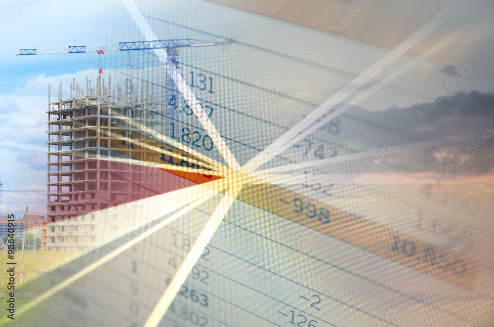 Wall mural global business concept.center of pie diagram and financial statement.