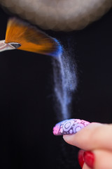 Blue nail art powder