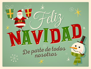 Vintage Style Christmas Card in Spanish. 