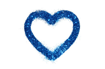 Abstract heart of blue glitter sparkle on white background