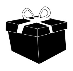 christmas box, gift icon silhouette, symbol, design. vector illustration isolated on white background.