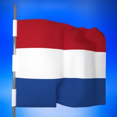 Netherlands flag over blue sky