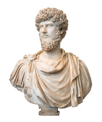 Bust of the roman emperor Lucius Verus isolated on white
