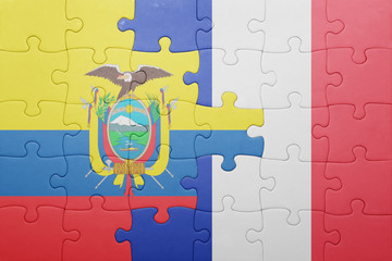 puzzle with the national flag of ecuador and france