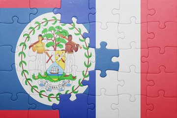 puzzle with the national flag of belize and france