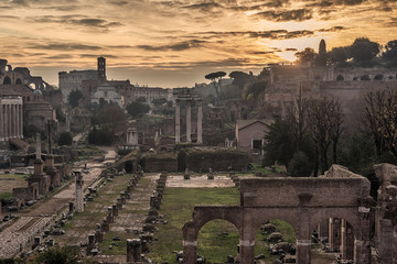 Rome, Italy: The Roman Forum in the sunrise
