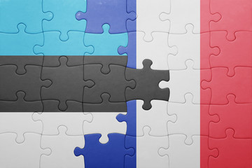 puzzle with the national flag of estonia and france