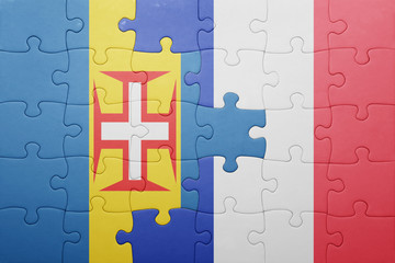 puzzle with the national flag of madeira and france