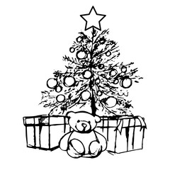 Bear under the Christmas tree