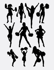 Girl cheerleader pose silhouette. Good use for symbol, logo, web icon, character, game element, sign, mascot, or any design you want. Easy to use.