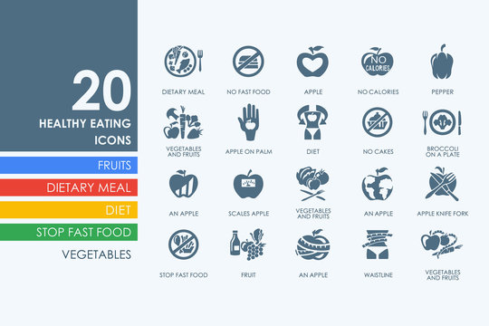 Set of healthy eating icons