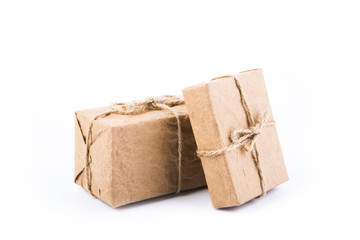 Paper gift box on white background