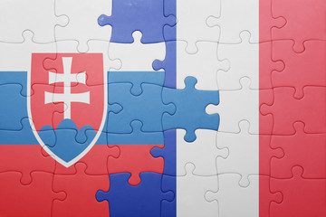 puzzle with the national flag of slovakia and france