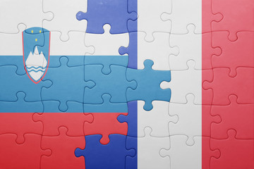 Fototapeta premium puzzle with the national flag of slovenia and france