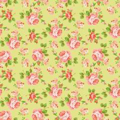 Pattern with yellow and pink roses