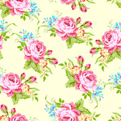 pattern with pastel pink roses