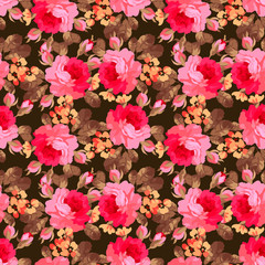 Pattern with pastel pink roses