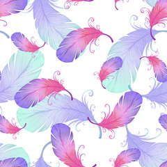 Fototapeta na wymiar Seamless pattern with bird feathers