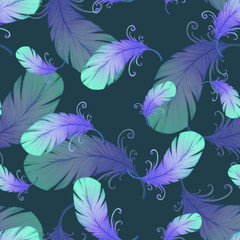 Fototapeta na wymiar Seamless pattern with bird feathers