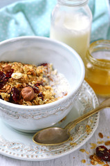 Homemade granola - healthy breakfast.