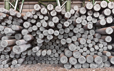 The steel billet in factory warehouse 