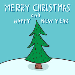Fototapeta premium Christmas card with tree