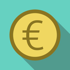 Euro coin, flat style