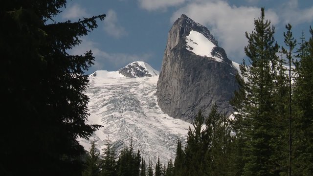 A summit in the Bugaboo Mountain range, British Columbia. Pan