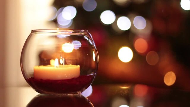 Christmas candle light on left