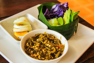 Tradition Northern Mix Thai food. Thai sausages and Vetgetable S