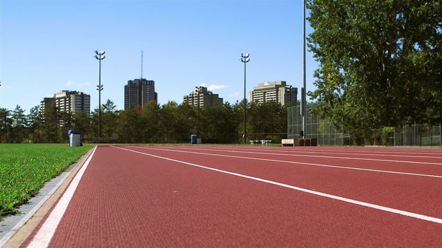 Low angle of a racetrack for runners.
