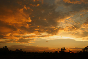 sunset silhouette late evening background