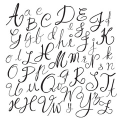 Black chalk pencil alphabet letters.Hand drawn written