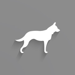 Dog graphic in white and gray