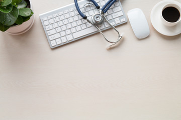 Stethoscope in doctors desk