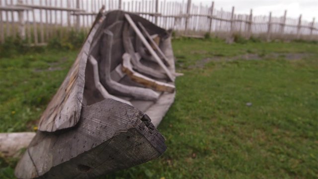 Wood canoe in L'Anse aux Meadows, Newfoundland and Labrador.