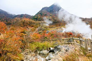 steam middle of hill in Japan