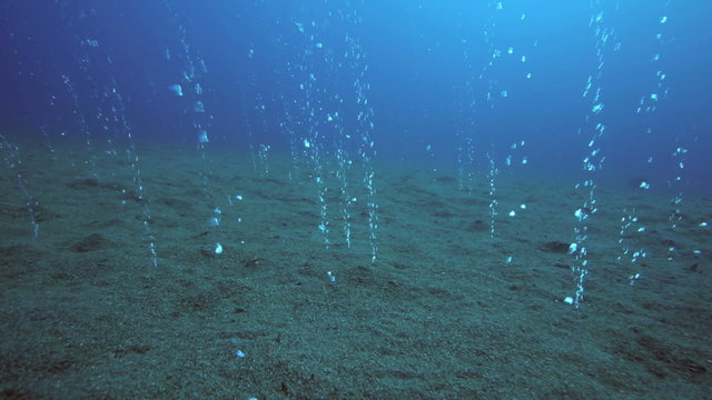 Geothermal bubbles rising out of ocean floor in Apo Island, Philippines 