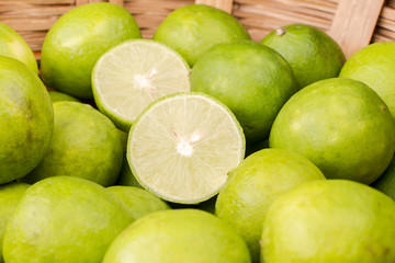 Group of Lemons in a Basket.