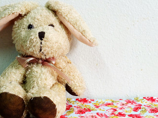 rabbit doll with space for copy background