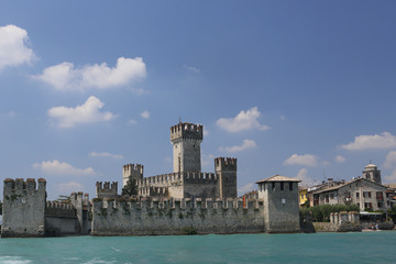 Fototapeta na wymiar Medieval stone castle in Sirmione on lake Garda near Verona, Italy 