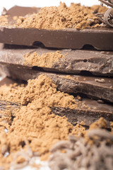 Dark chocolate on the table