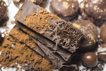 Dark chocolate on the table