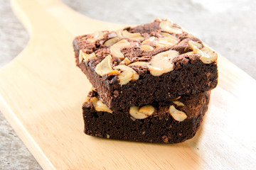 Fototapeta na wymiar Chocolate brownie with nuts