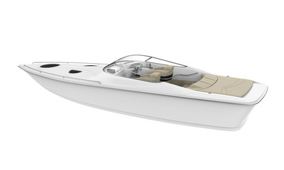 White Speedboat Isolated